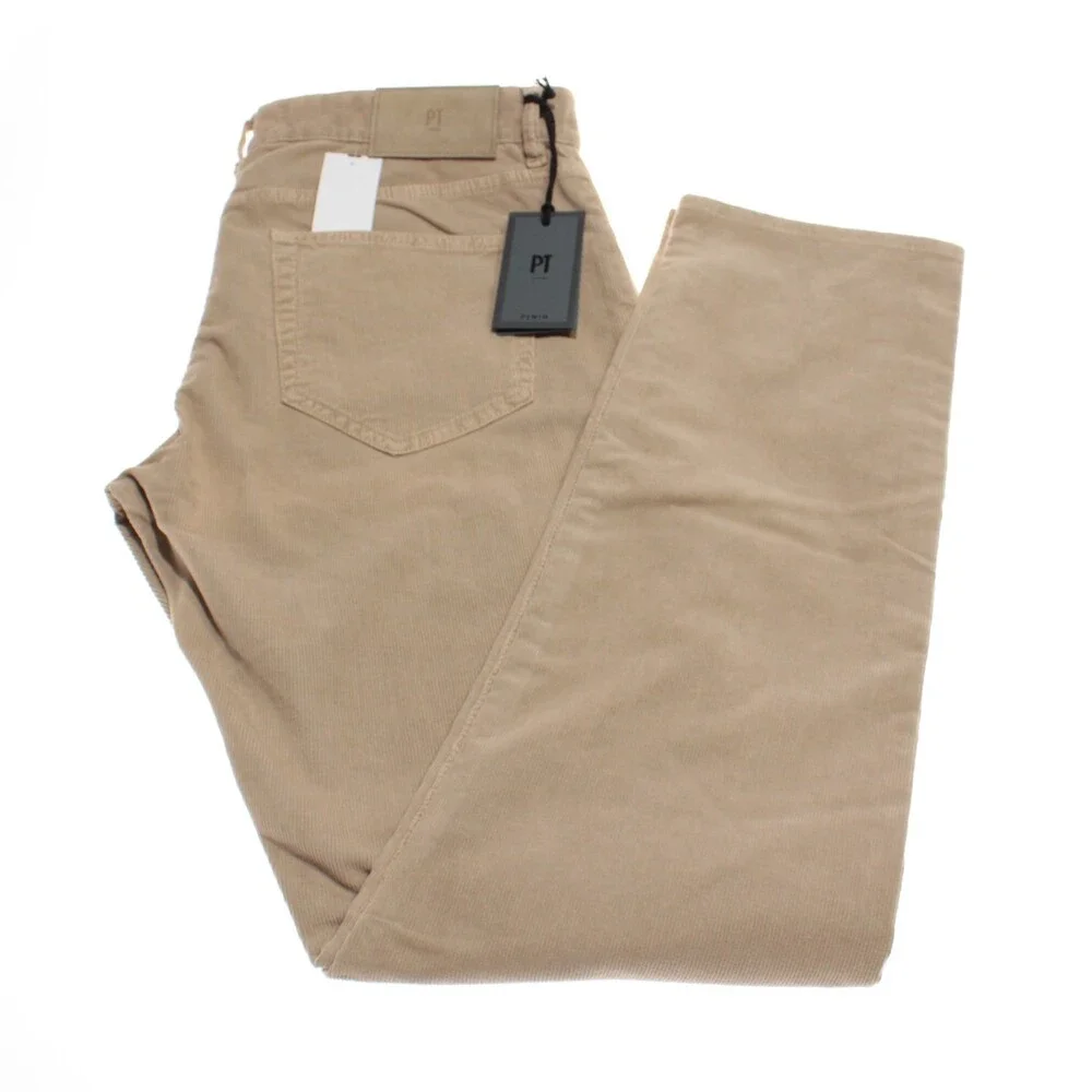 PT Torino NWT 5 Pocket Jean Cut Corduroy Pants Size 38 US Jazz in Beige Cotton
